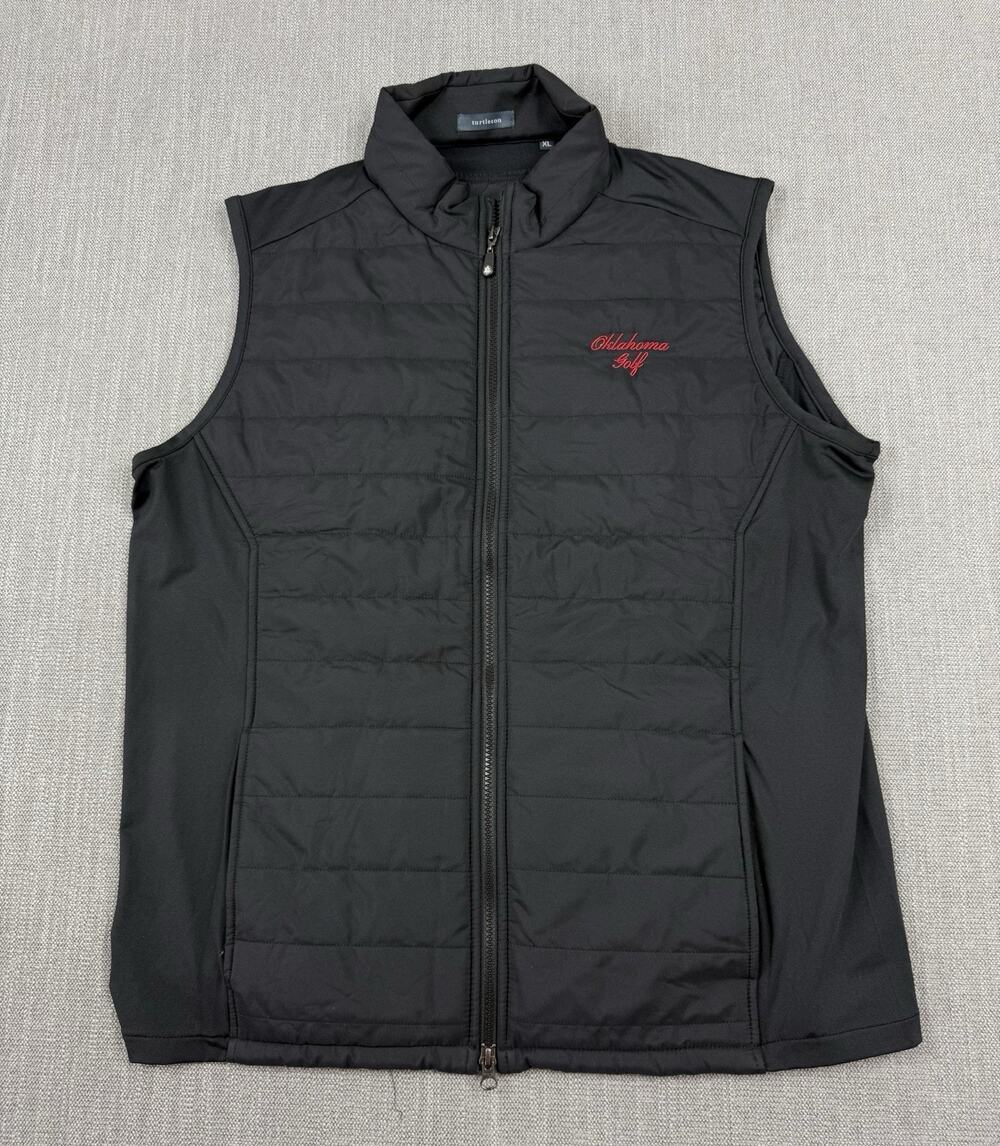 Turtleson Quilted Full Zip Golf Vest Men’s XL Black Oklahoma Golf Insulated